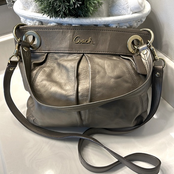 Coach Handbags - Coach leather bag with cross body strap. Bronze soft leather with gold hardware